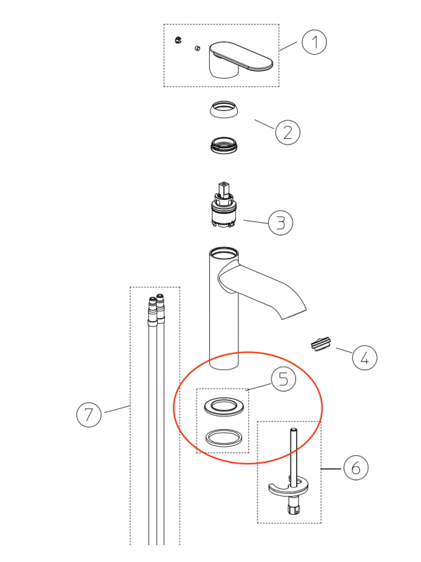 Embase pour mitigeur ROUND - PAINI - paini_embase_mitigeur_lavabo_round_schema_1