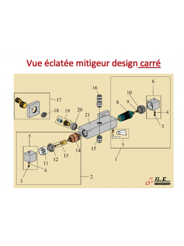 Manette Mitigeur design CARRE - PAINI - paini_manette_mitigeur_disgn_carre_mdc84