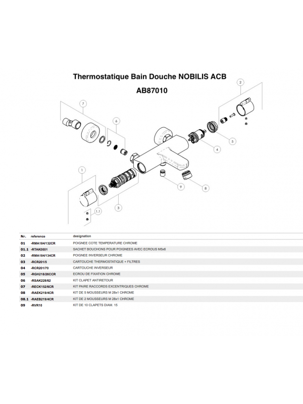 Pièces détachées ABC AB87010 - pi_ce_d_tach_e_bain_douche_nobilis_abc_ab87010