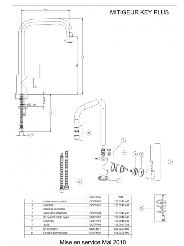Cartouche céramique - KEY PLUS -FRANKE - pi_ce_d_tach_e_franke_keyplus_2