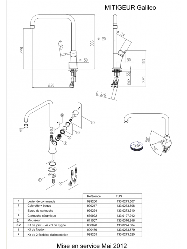 Kit de joint + vis GALILEO - pi_ce_d_tach_e_galileo_franke_1