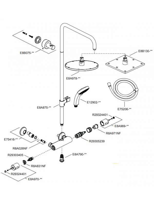 Piéces détachées JULY Colonne de Douche - Jacob DELAFON - E45716 - piece_detachee_colonne_de_douche_july_e45716
