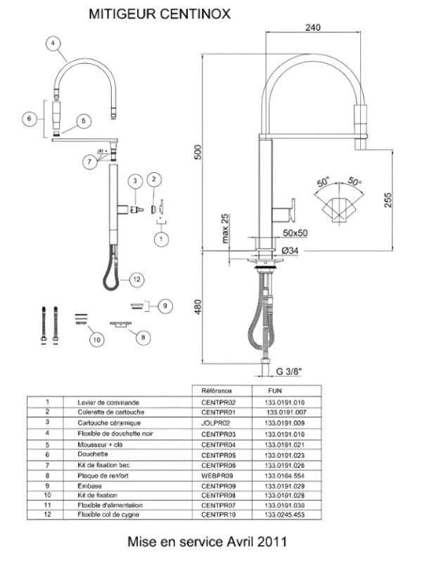 Piéces détachées CENTINOX 521944 - FRANKE - pieces_detachees_robinet_centinox_franke_521944