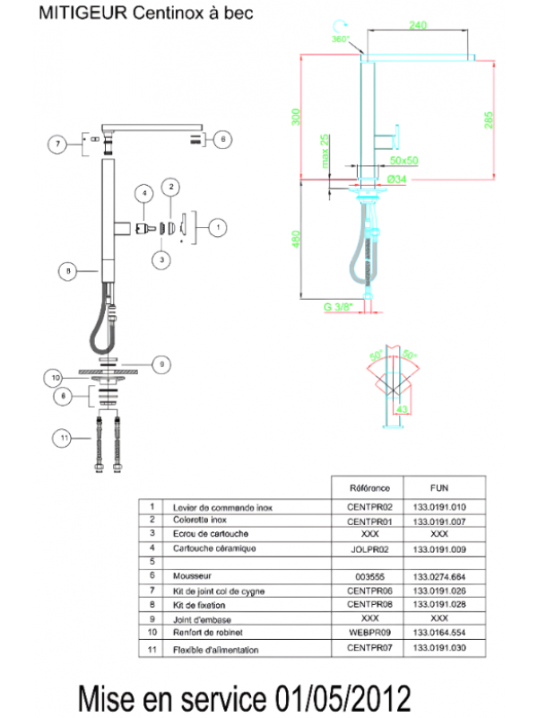 Piéces détachées CENTINOX 522934 - FRANKE - pieces_detachees_robinet_centinox_franke_522934