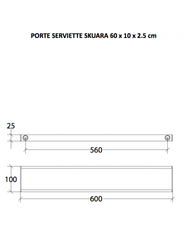 BARRE PORTE SERVIETTES OU SUPPORT 60 CM SKUARA LAITON CHROME - porte_serviette_skuara_sk52816_ondyna