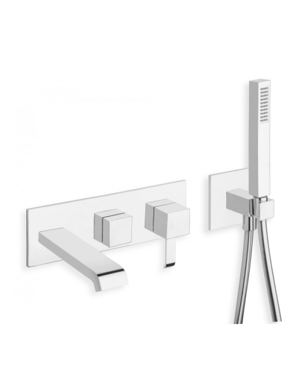 FACADE CHROME QUADRI 2 SORTIES MITIGEUR BAIN DOUCHE  MURAL ENCASTRE  - qm10851