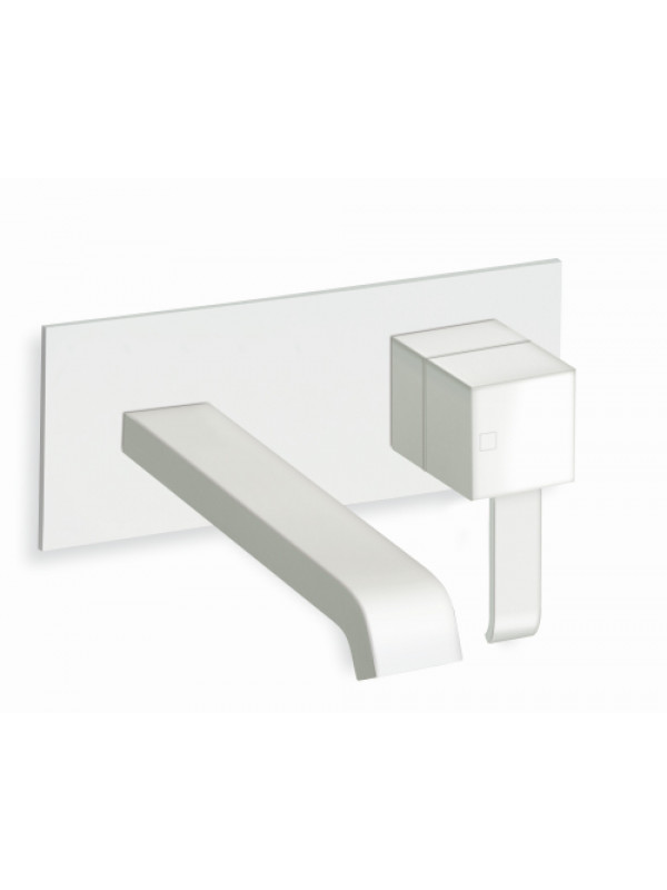 QUADRI MITIGEUR BLANC MAT LAVABO MURAL BEC CASCADE - qm27624