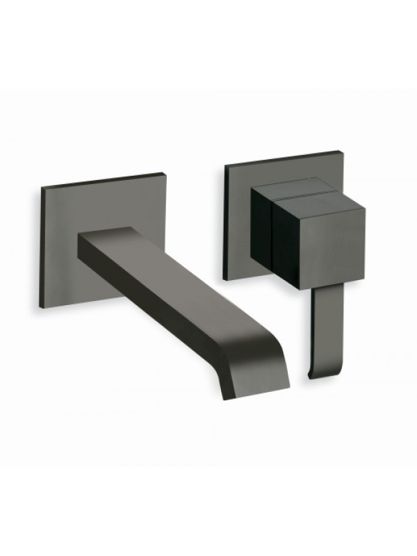 QUADRI MITIGEUR NOIR MAT LAVABO MURAL  A ROSASES BEC CASCADE - qm27713_1