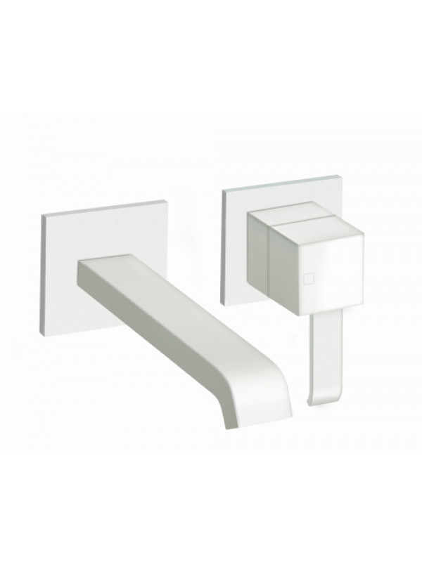 QUADRI MITIGEUR BLANC MAT LAVABO MURAL  A ROSASES BEC CASCADE - qm27724_1