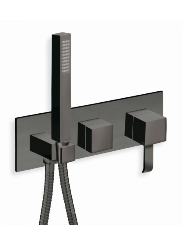 QUADRI FACADE 2 SORTIES NOIR MAT MITIGEUR DOUCHE/BAIN-DOUCHE  - qm60813