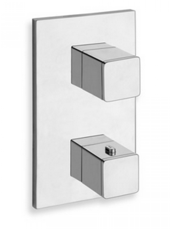 FAÇADE QUADRI 3 SORTIES THERMOSTATIQUE DOUCHE MITIGEUR CHROME - quadri_facade_mitigeur_douche_thermostatique_3_sorties_laiton_chrome_qx85351