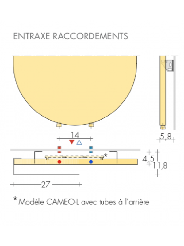 RADIATEUR CAMEO VERTICAL EAU CHAUDE BREM - raccordements_radiateur_cameo_eau_chaude_brem