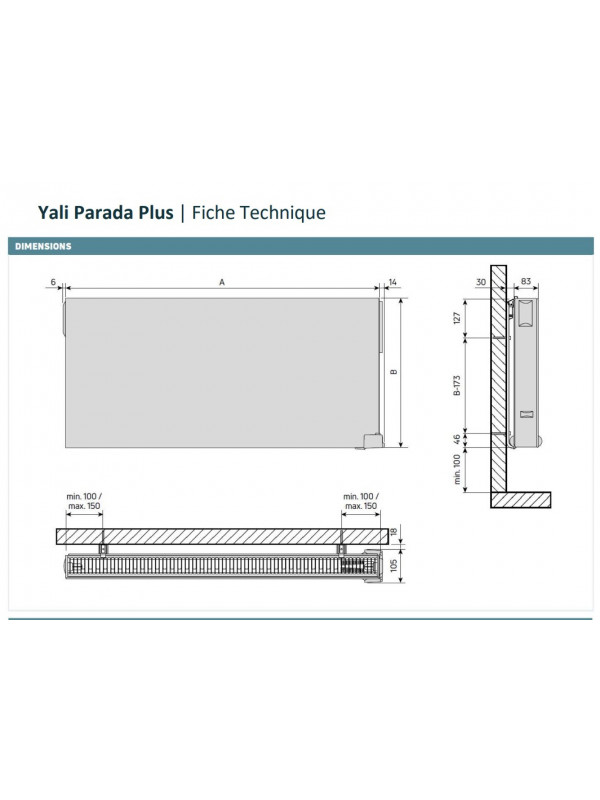 YALI PARADA PLUS - Radiateur électrique - FINIMETAL - radiateur_yali_parada_plus_dimensions_et_puissances_finimetal