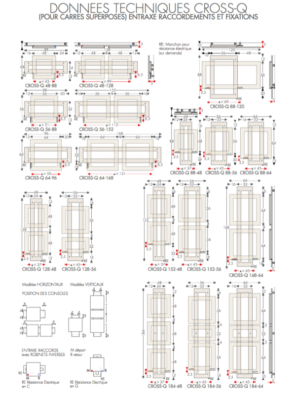 SECHE-SEVIETTES E-CROSS-Q ELECTRIQUE CARRES SUPPERPOSES - scema_radiateur_design_cross_q_brem