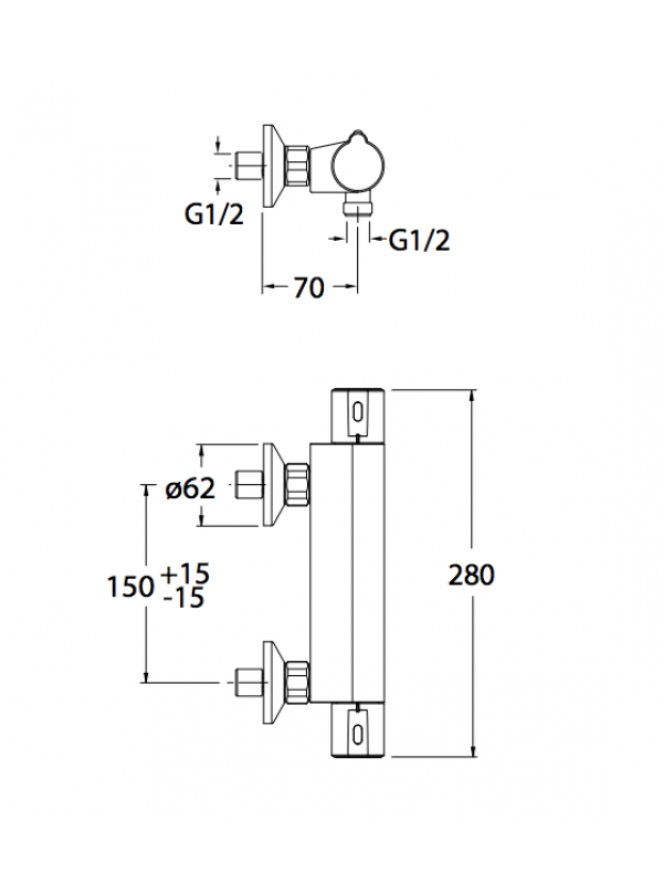 MITIGEUR DOUCHE THERMOSTATIQUE THETA  - sch_ma_theta_mitigeur_thermostatique_douche_mural_chrome_poignees_abs_nf_40551