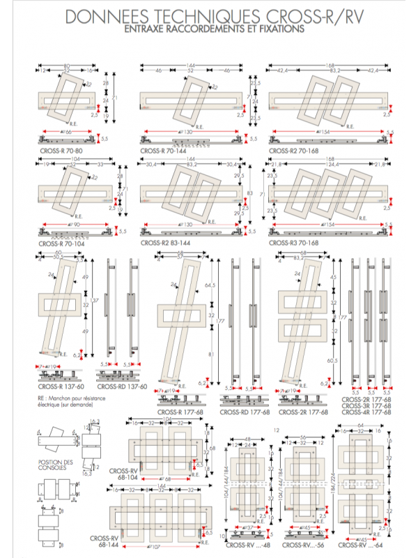 RADIATEUR CROSS-RV CHAUFFAGE CENTRAL RECTANGLES SUPERPOSÉS - schema_cross_r_rv_brem_rectangles_superposes