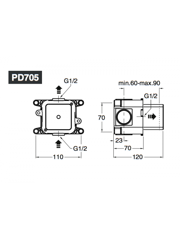 MECANISME BOX POUR 1 BUSE HYDROMASSAGE - schema_mecanisme_box_pour_buse_hydromassage_pd70500