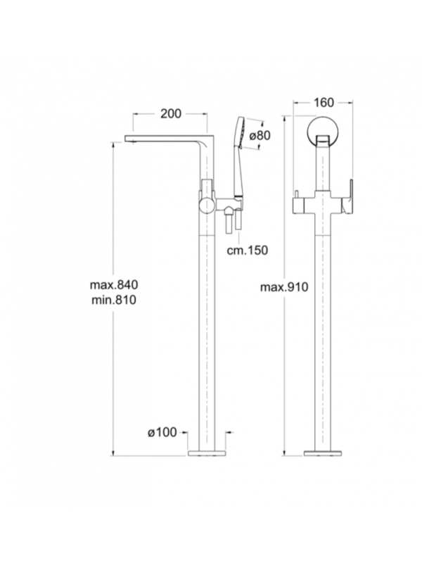 MITIGEUR BAIN-DOUCHE OMEGA MONOCOLONNE   - schema_mitigeur_bain_douche_monocolonne_omega_ondyna_og18951