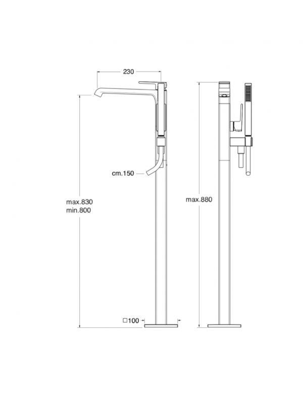 MITIGEUR BAIN-DOUCHE QUADRI S MONOCOLONNE   - schema_mitigeur_bain_douche_monocolonne_quadri_s_ondyna_qs18951