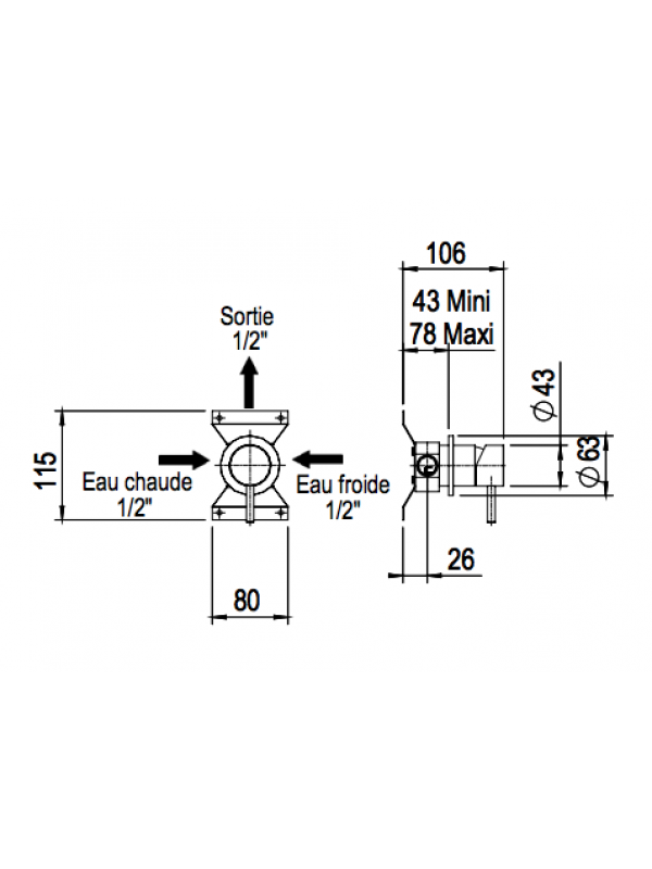 MITIGEUR DE DOUCHE COMPLET A ENCASTRER 81700 - schema_mitigeur_de_douche_complet_a_encastrer_81.700_horus