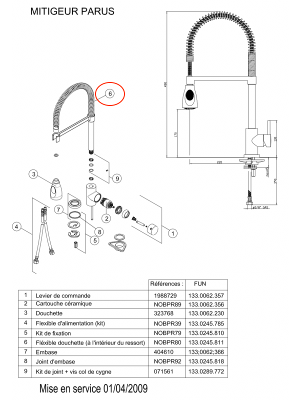 Flexible Douchette - PARUS - FRANKE - schema_mitigeur_evier_franke_parus_095379_2_1_1_3
