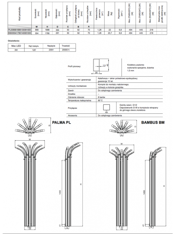BAMBUS Radiateur Palmier décoratif - schema_radiateur_bambus_palma_enix_eau_chaude