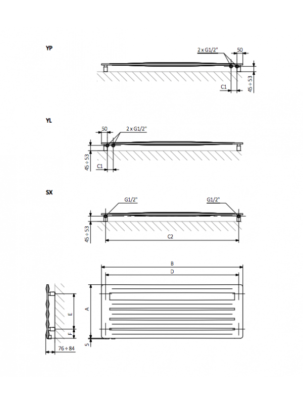 AERO Horizontal G - TERMA - schema_radiateur_chauffage_central_aero_hg_terma_1
