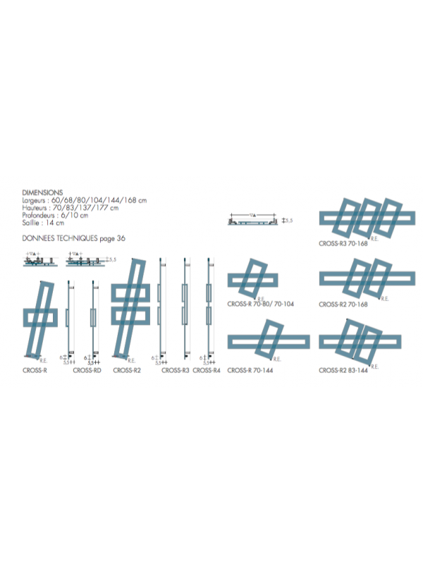 CROSS-R / CROSS-RD CHAUFFAGE CENTRAL - schema_radiateur_eau_chaude_cross_r_rd_rectangles_superposes_brem