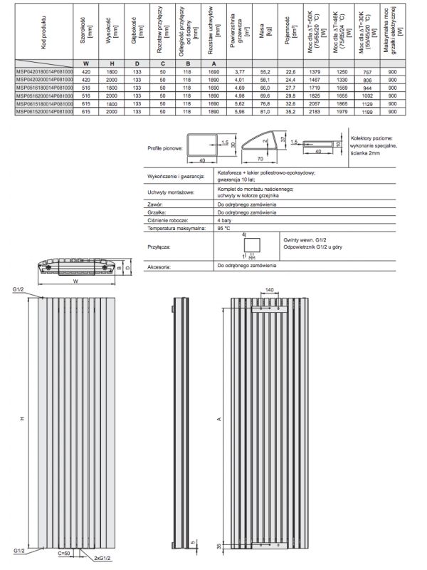 MEMFIS PLUS Radiateur VERTICAL Design ENIX - schema_radiateur_eau_chaude_menfis_plus_enix