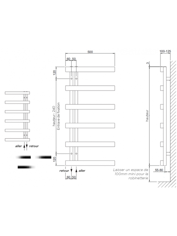 ALBAN INOX - Chauffage Central - ACOVA - schema_radiateur_seche_serviettes_alban_inox_chauffage_central_runtal