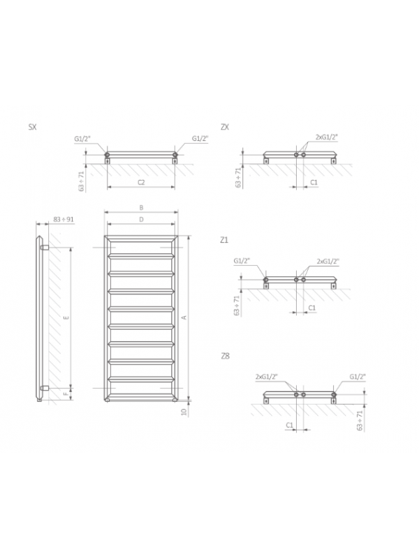 DIAMOND - TERMA - schema_radiateur_seche_serviettes_diamond_terma_eau_chaude_1