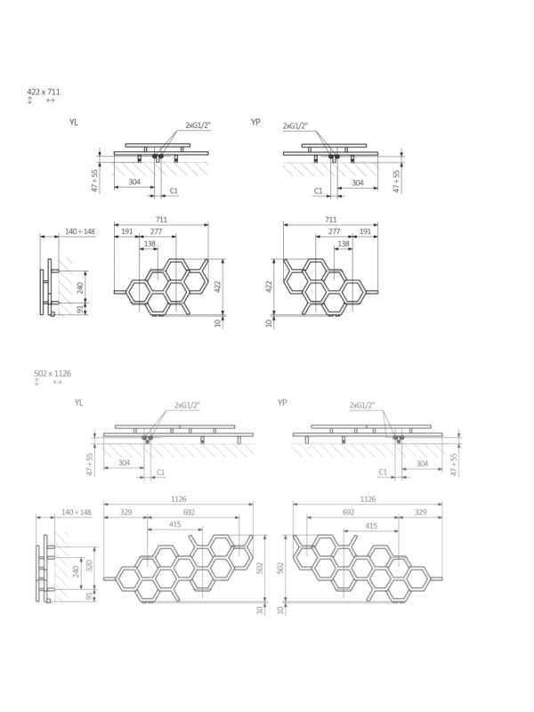 HEX -TERMA - schema_radiateur_seche_serviettes_horizontal_hex_terma_1_1