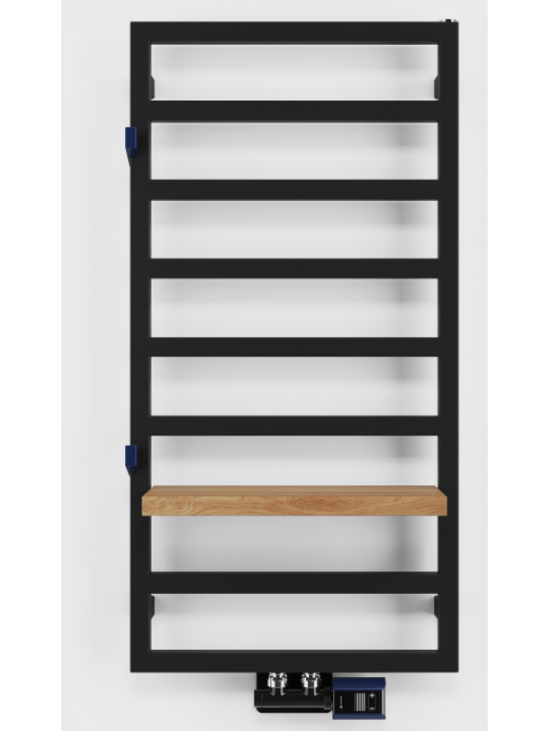 GRID - Sèche Serviette TERMA - seche_serviette_grid_de_terma_avec_etagere_noir