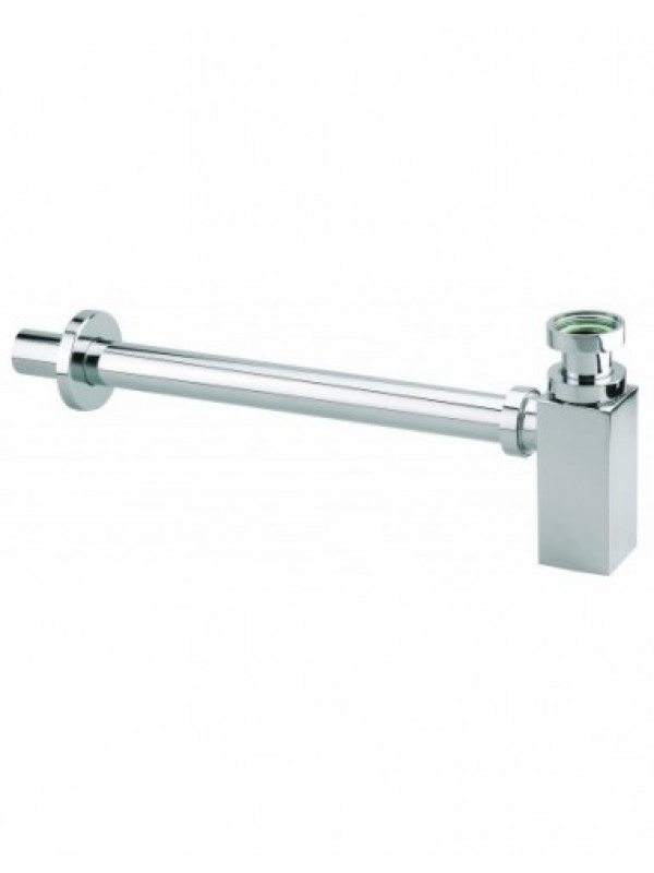SIPHON LAITON LAVABO KUBIK - Chrome - VALENTIN  - siphon-de-vasque-avec-sortie-murale-et-rosace-integre-hauteur-reglable-laiton-chrome-1