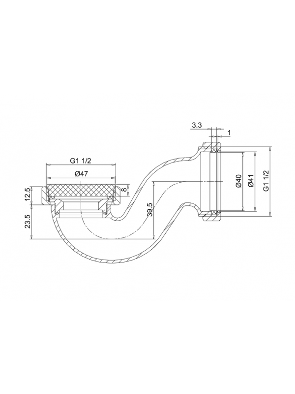 SIPHON EN P pour  baignoire BURLINGTON - siphon_en_p_pour_baignoire_burlington_cw3