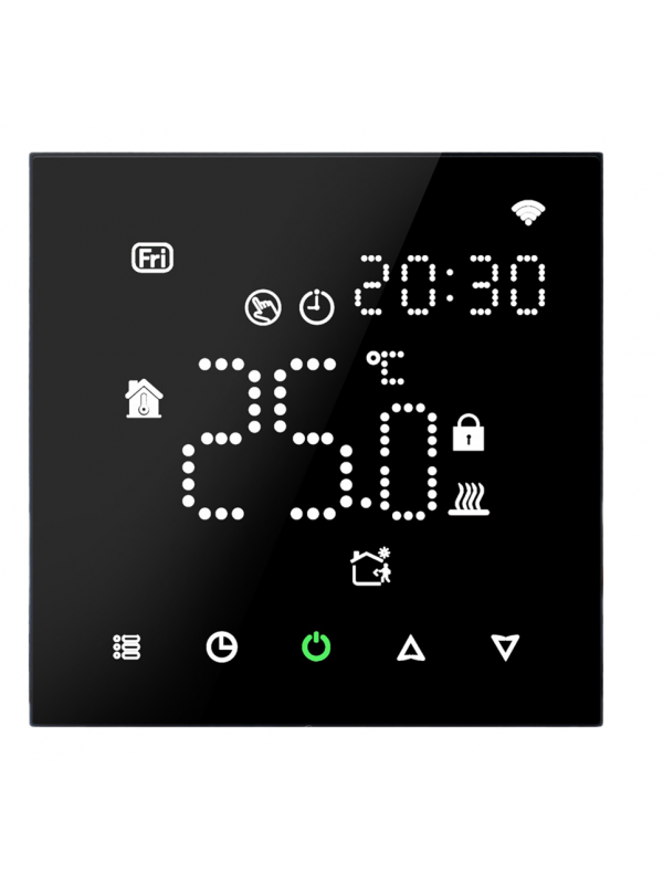 Thermostat Connecté WIFI   - CC741 - thermostat_wifi_programmable_connect_intelligent_noir_vue_de_face