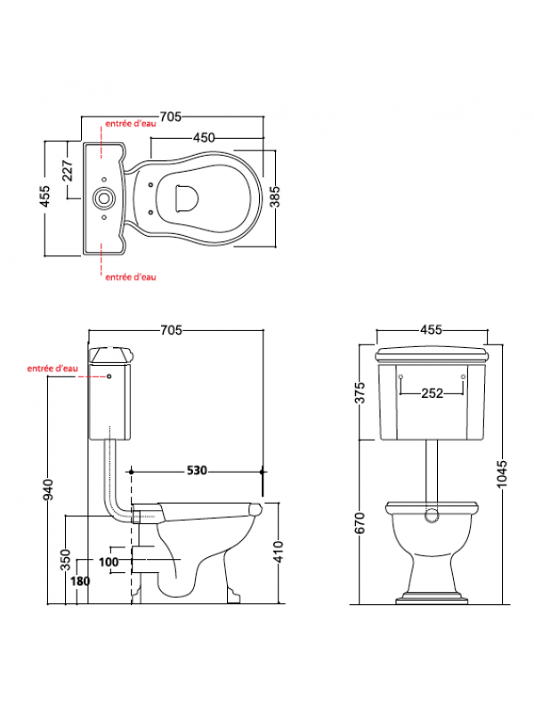 WC Céramique CHAMBORD Réservoir mi-haut - toilette_retro_ondyna_chrisitina_parigi_wch1082_schema