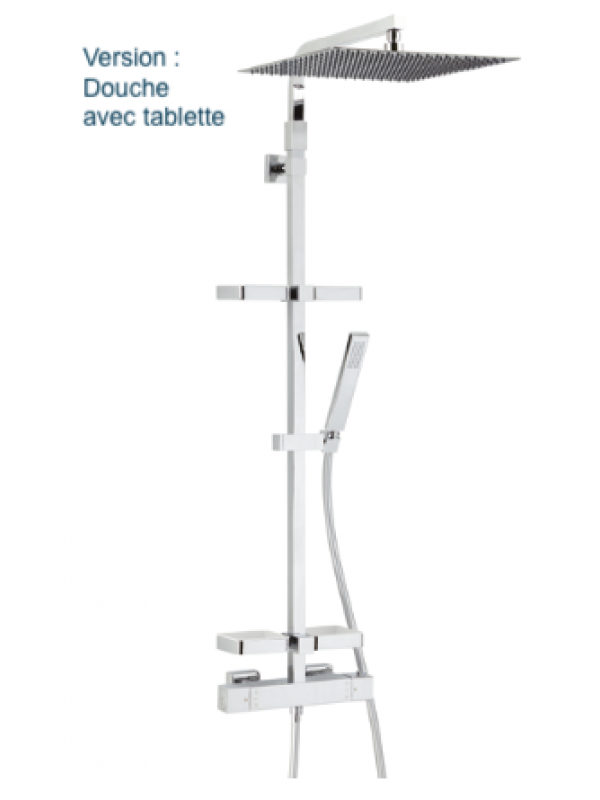 TOUAREG - Colonne de douche thermostatique carrée - ELLE & LUI - VALENTIN  - valentin_touareg_colonne_de_douche_pomme400_tablette