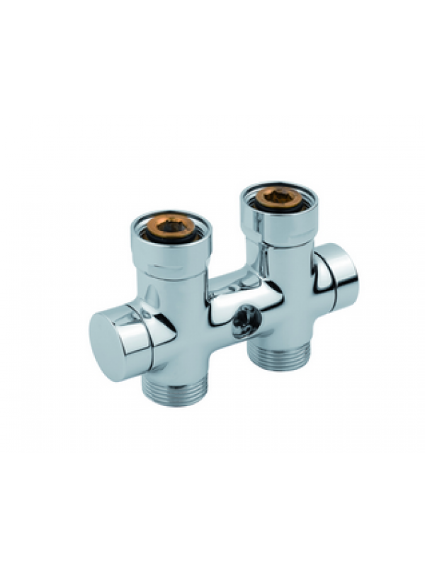 Vanne  d'isolement en H   M 3/4" F 3/4" - vanne_h_droite_bitube_monotube_radiateur_1