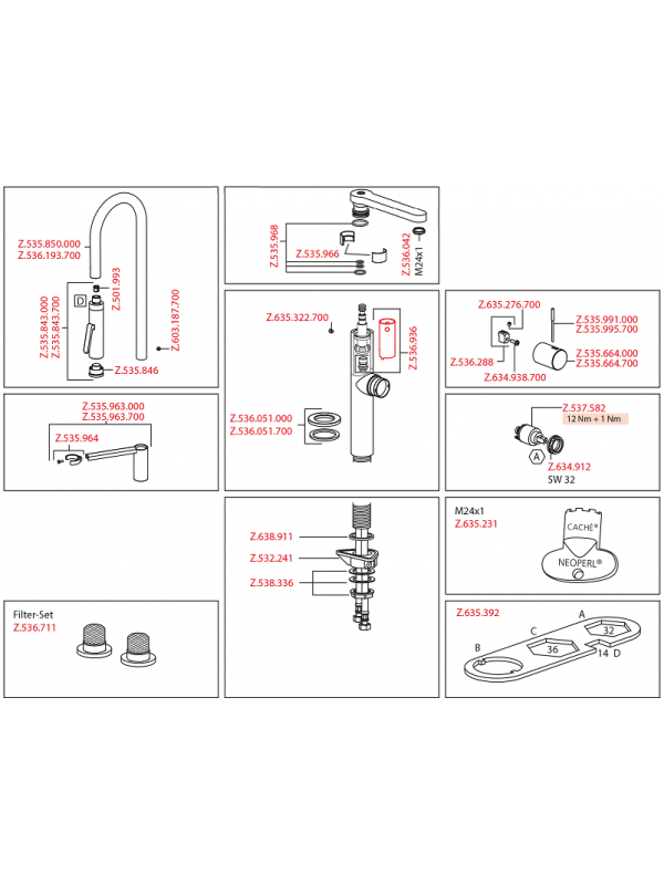 Piéces détachées ONO Pro- KWC - vue_clat_e_robinet_ono_kwc_10.151.423.000