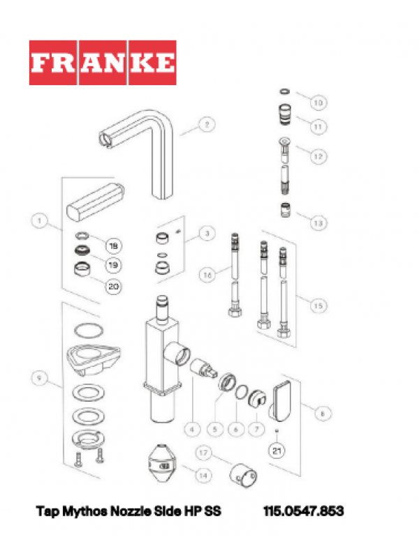 Piéces détachées MYTHOS DOUCHETTE 1 JET - FRANKE - vue_eclat_e_piece_detachee_atlas_mythos_115.0547.853