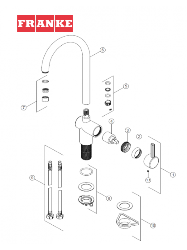 Piéces détachées LEDA BEC - FRANKE - vue_eclat_e_robinet_franke_leda_bec_inox_115.0590.046