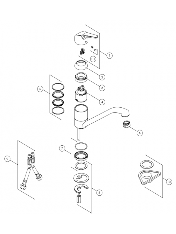 Piéces détachées NOVARA ECO NF C3 BEC - FRANKE - vue_eclate_robinet_novara_eco_franke_115.0380.641