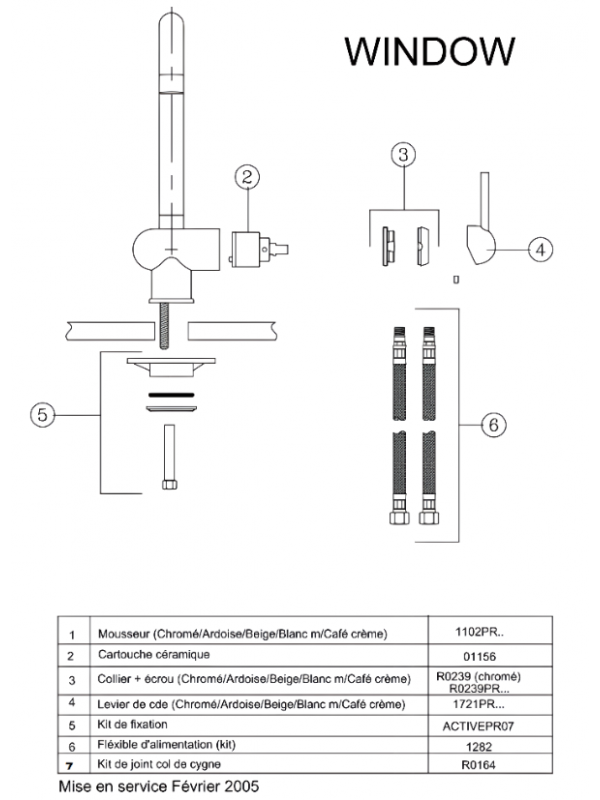 Piéces détachées Window - FRANKE - vue_eclate_robinet_window_franke