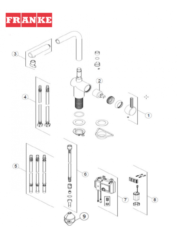 Piéces détachées ATLAS NEO SENSOR DOUCHETTE - FRANKE - vue_eclatee_robinet_franke_atlas_neo_sensor_douchette_inox_115.0625.523