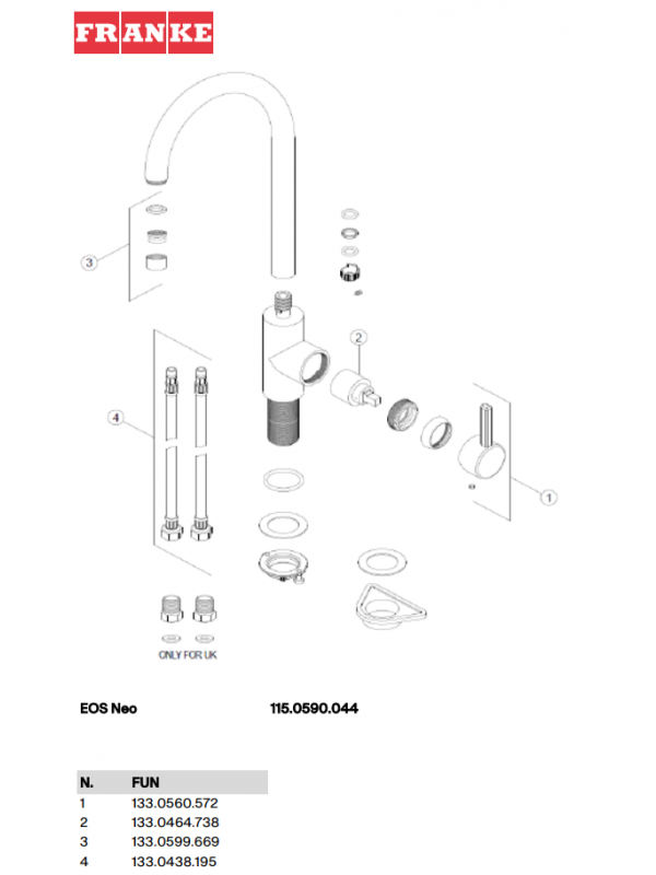 Piéces détachées EOS NEO J BEC - FRANKE - vue_eclatee_robinet_franke_eos_neo_j_bec_inox_115.0590.044