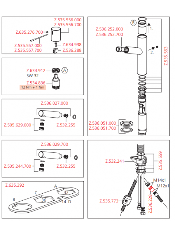 Piéces détachées ONO - KWC - vue_eclatee_robinet_ono_de_kwc_avec_douchette