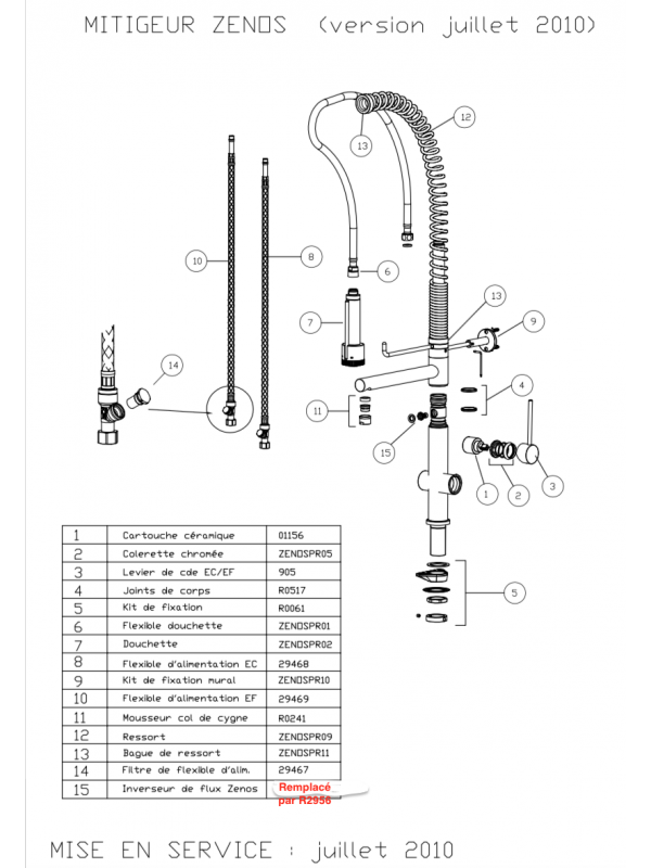 Pièces détachées pour ZENOS V2 - FRANKE - vue_eclatee_robinet_zenos_franke_044384