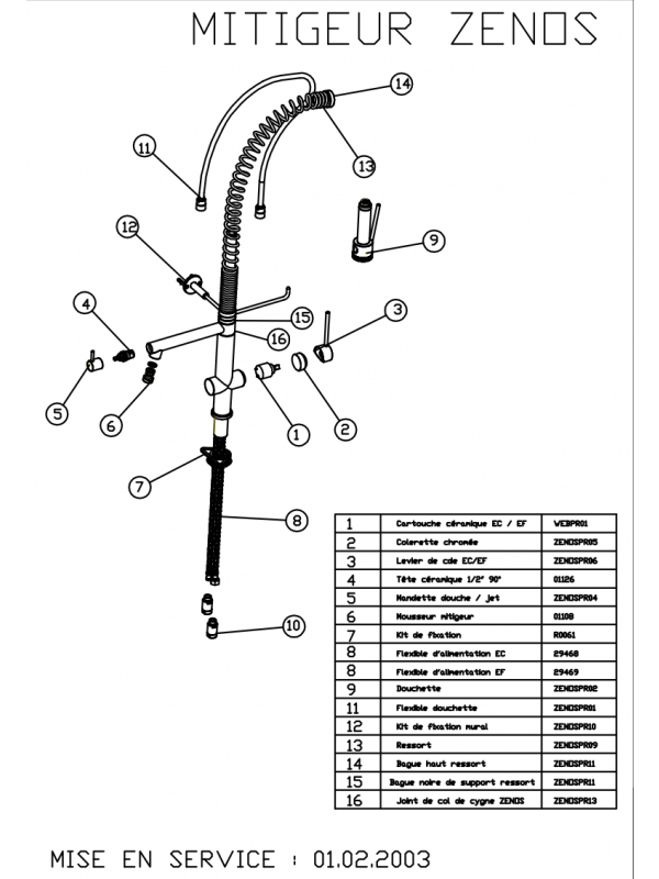 Pièces détachées pour ZENOS V1 - FRANKE - vue_eclatee_robinet_zenos_franke_044384_v1