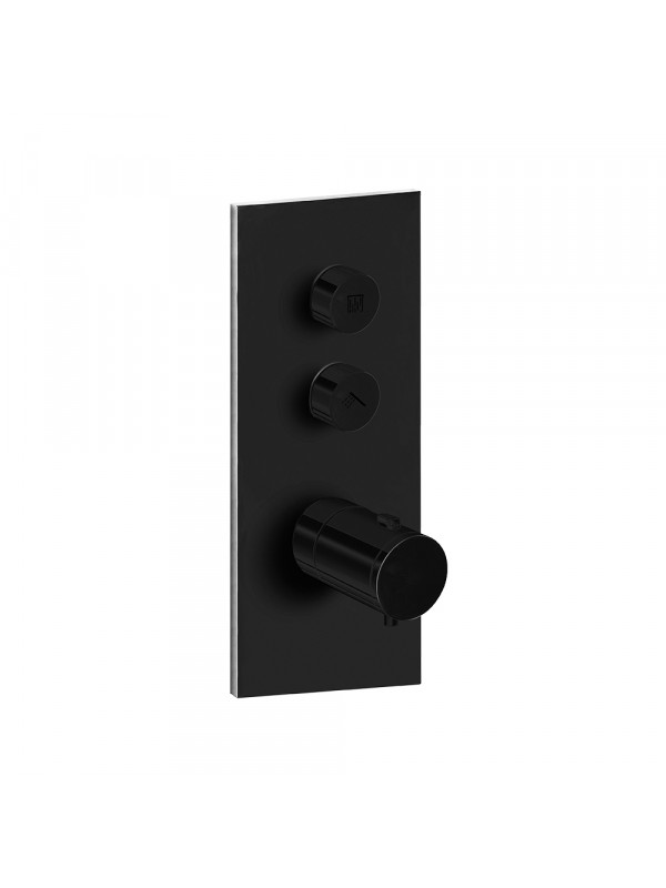 FAÇADE TRIVERDE THERMOSTATIQUE ENCASTRÉE THERMO TWIST 2 SORTIES XT612 - xt61213_noir_mat_pvd_fac_ade_2_voies_ondyna_thermo_twist